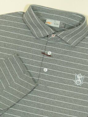 Kjus Soren Mel Stripe Naples Grande Golf Polo Shirt Mens 2XL Gray Long Sleeve